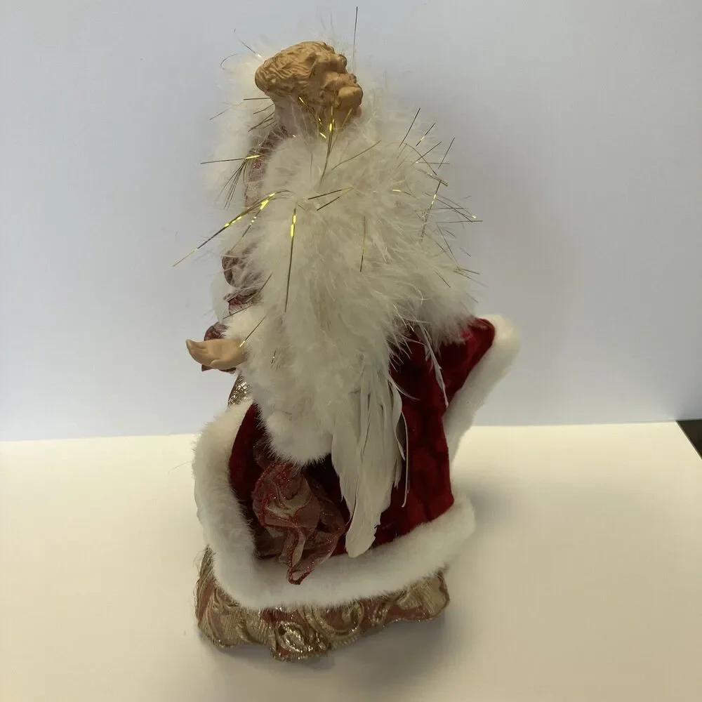 Angel Tree Topper Porcelain Head Christmas Red Gold 13